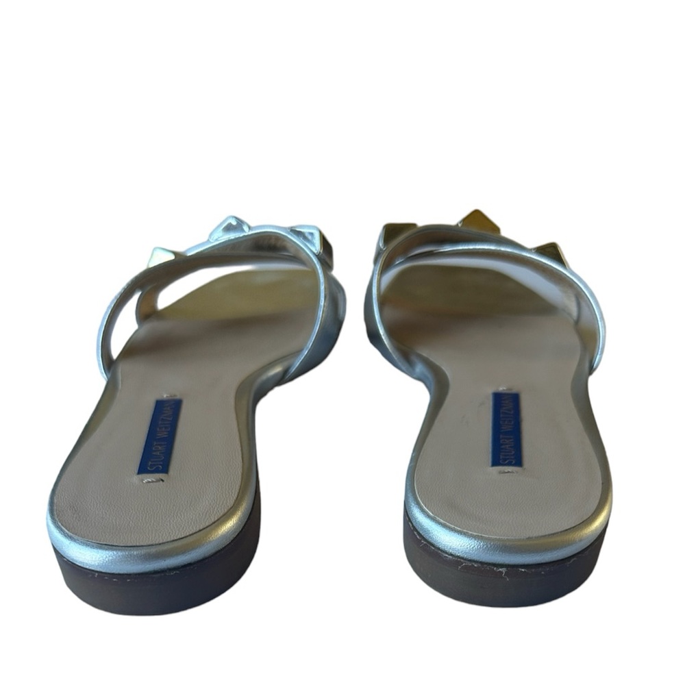 Stuart Weitzman Metallic Silver Cross Studded Lea… - image 4